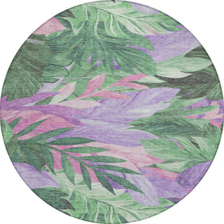 Piper Looms Chantille Floral ACN1496 Sage Machine Washable Area Rug Round Main Image