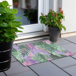 Piper Looms Chantille Floral ACN1496 Sage Machine Washable Area Rug Scatter Outdoor Lifestyle Image Feature