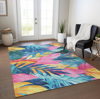 Piper Looms Chantille Floral ACN1497 Sky Machine Washable Area Rug Lifestyle Image Feature