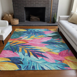 Piper Looms Chantille Floral ACN1497 Sky Machine Washable Area Rug Lifestyle Image Feature