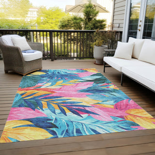 Piper Looms Chantille Floral ACN1497 Sky Machine Washable Area Rug Outdoor Lifestyle Image Feature