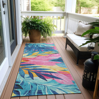 Piper Looms Chantille Floral ACN1497 Sky Machine Washable Area Rug Runner Outdoor Lifestyle Image Feature