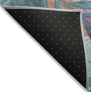 Piper Looms Chantille Floral ACN1498 Teal Machine Washable Area Rug Backing Image