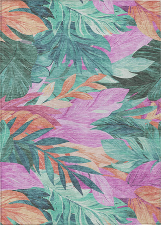 Piper Looms Chantille Floral ACN1498 Teal Machine Washable Area Rug main image