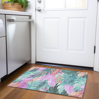 Piper Looms Chantille Floral ACN1498 Teal Machine Washable Area Rug Scatter Lifestyle Image Feature