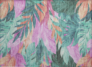 Piper Looms Chantille Floral ACN1498 Teal Machine Washable Area Rug Scatter Main Image