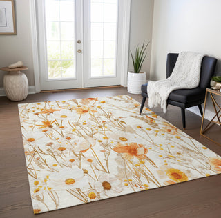 Piper Looms Chantille Floral ACN1500 Ivory Machine Washable Area Rug Lifestyle Image Feature