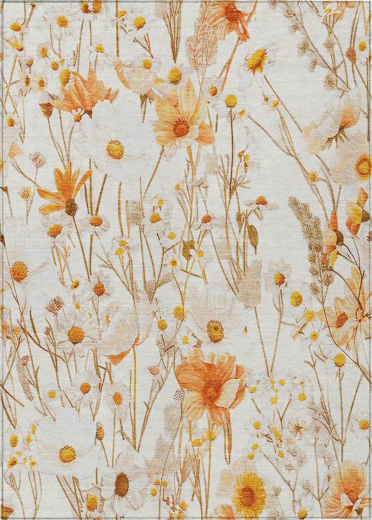 Piper Looms Chantille Floral ACN1500 Ivory Machine Washable Area Rug main image