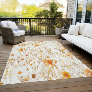 Piper Looms Chantille Floral ACN1500 Ivory Machine Washable Area Rug Outdoor Lifestyle Image Feature