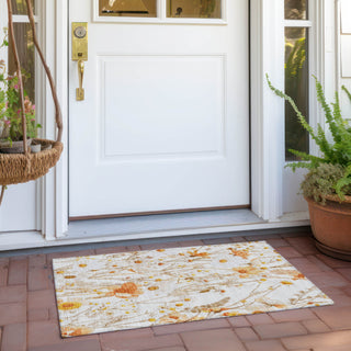 Piper Looms Chantille Floral ACN1500 Ivory Machine Washable Area Rug Scatter Outdoor Lifestyle Image Feature