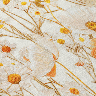 Piper Looms Chantille Floral ACN1500 Ivory Machine Washable Area Rug Swatch Image