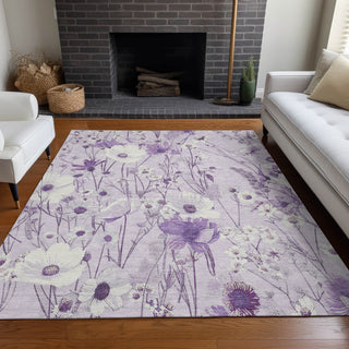 Piper Looms Chantille Floral ACN1501 Lavender Machine Washable Area Rug Lifestyle Image Feature