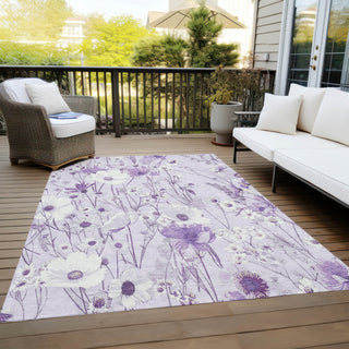 Piper Looms Chantille Floral ACN1501 Lavender Machine Washable Area Rug Outdoor Lifestyle Image Feature
