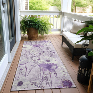 Piper Looms Chantille Floral ACN1501 Lavender Machine Washable Area Rug Runner Outdoor Lifestyle Image Feature