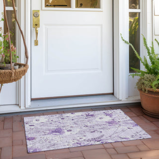 Piper Looms Chantille Floral ACN1501 Lavender Machine Washable Area Rug Scatter Outdoor Lifestyle Image Feature
