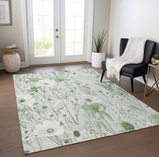 Piper Looms Chantille Floral ACN1502 Mint Machine Washable Area Rug Lifestyle Image Feature