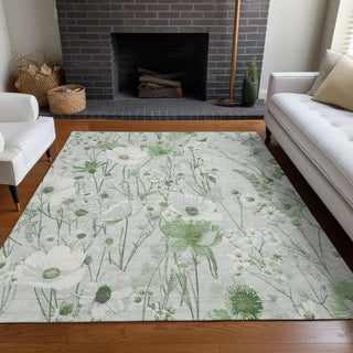 Piper Looms Chantille Floral ACN1502 Mint Machine Washable Area Rug Lifestyle Image Feature