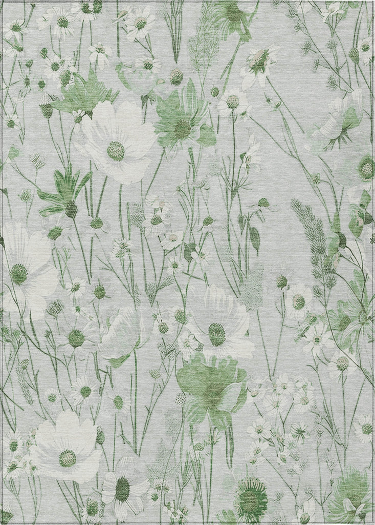Piper Looms Chantille Floral ACN1502 Mint Machine Washable Area Rug main image