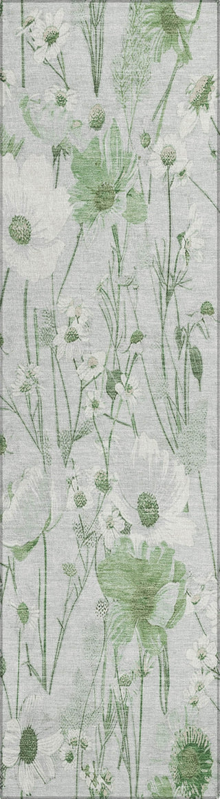Piper Looms Chantille Floral ACN1502 Mint Machine Washable Area Rug Runner Main Image
