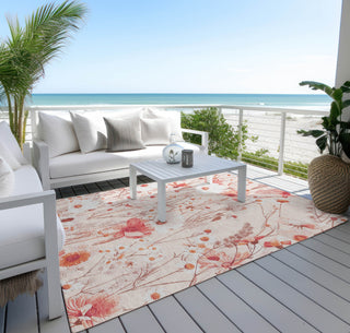 Piper Looms Chantille Floral ACN1504 Salmon Machine Washable Area Rug Outdoor Lifestyle Image Feature