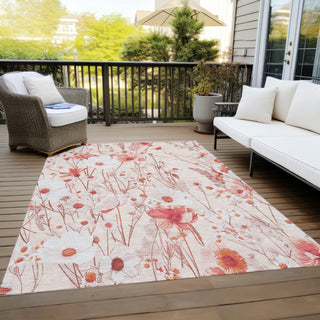 Piper Looms Chantille Floral ACN1504 Salmon Machine Washable Area Rug Outdoor Lifestyle Image Feature