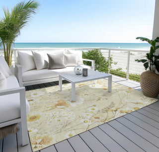 Piper Looms Chantille Floral ACN1505 Wheat Machine Washable Area Rug Outdoor Lifestyle Image Feature