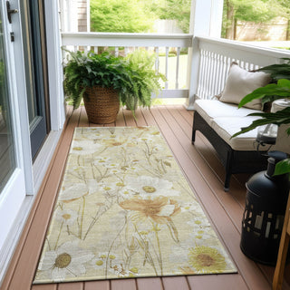 Piper Looms Chantille Floral ACN1505 Wheat Machine Washable Area Rug Runner Outdoor Lifestyle Image Feature