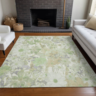 Piper Looms Chantille Floral ACN1506 Aloe Machine Washable Area Rug Lifestyle Image Feature