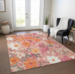 Piper Looms Chantille Floral ACN1507 Blush Machine Washable Area Rug Lifestyle Image Feature