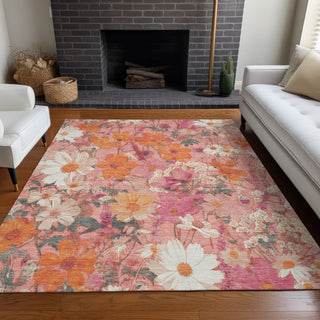Piper Looms Chantille Floral ACN1507 Blush Machine Washable Area Rug Lifestyle Image Feature