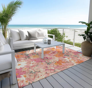 Piper Looms Chantille Floral ACN1507 Blush Machine Washable Area Rug Outdoor Lifestyle Image Feature