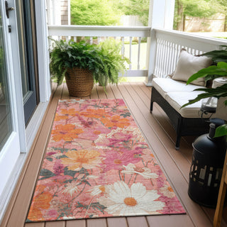 Piper Looms Chantille Floral ACN1507 Blush Machine Washable Area Rug Runner Outdoor Lifestyle Image Feature