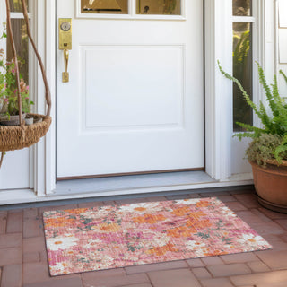 Piper Looms Chantille Floral ACN1507 Blush Machine Washable Area Rug Scatter Outdoor Lifestyle Image Feature