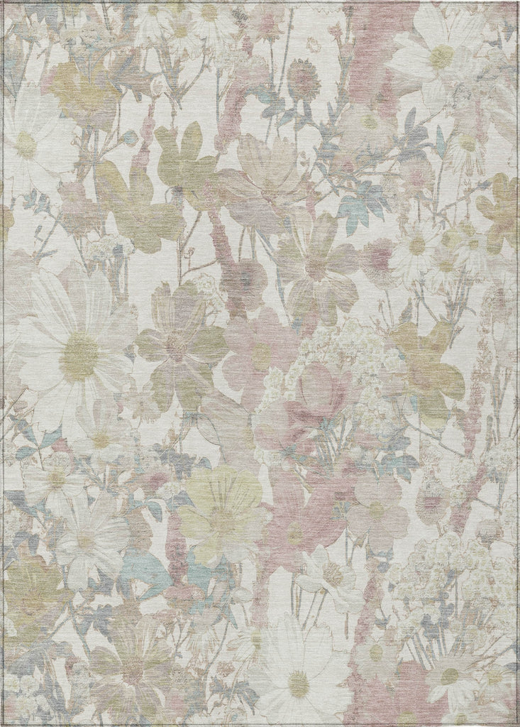 Piper Looms Chantille Floral ACN1508 Ivory Machine Washable Area Rug main image