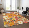 Piper Looms Chantille Floral ACN1510 Orange Machine Washable Area Rug Lifestyle Image Feature