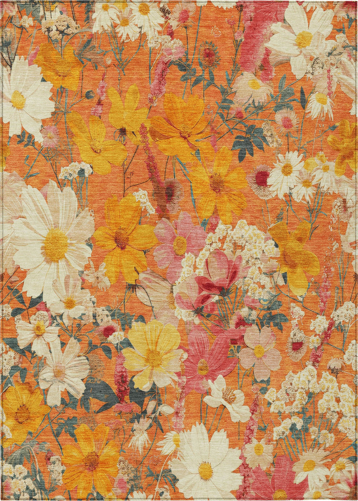 Piper Looms Chantille Floral ACN1510 Orange Machine Washable Area Rug main image