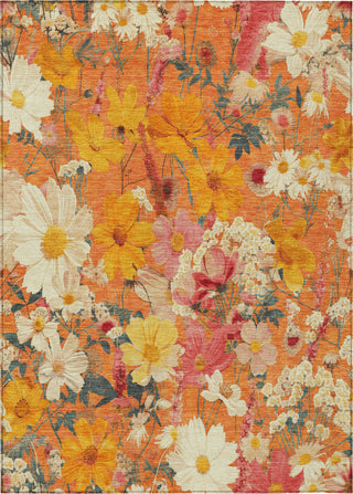 Piper Looms Chantille Floral ACN1510 Orange Machine Washable Area Rug main image