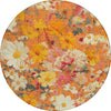 Piper Looms Chantille Floral ACN1510 Orange Machine Washable Area Rug Round Main Image