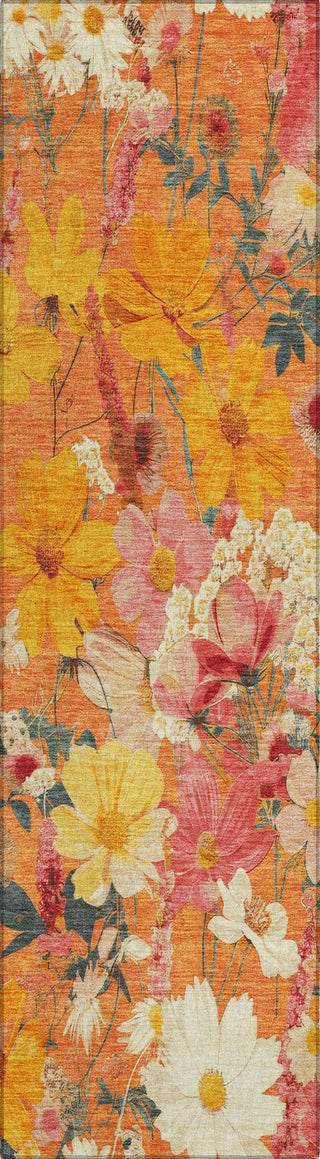 Piper Looms Chantille Floral ACN1510 Orange Machine Washable Area Rug Runner Main Image