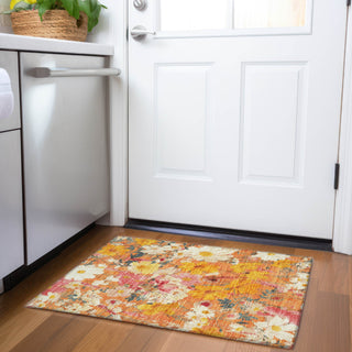 Piper Looms Chantille Floral ACN1510 Orange Machine Washable Area Rug Scatter Lifestyle Image Feature