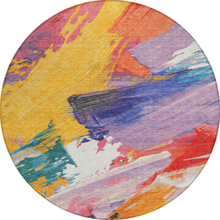 Piper Looms Chantille Modern ACN1512 Gold Machine Washable Area Rug Round Main Image