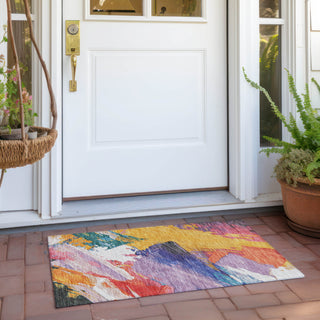 Piper Looms Chantille Modern ACN1512 Gold Machine Washable Area Rug Scatter Outdoor Lifestyle Image Feature