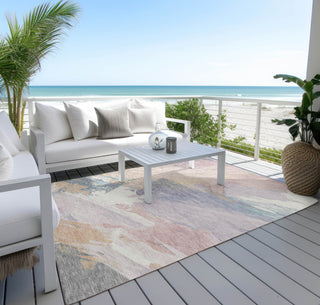 Piper Looms Chantille Modern ACN1513 Pink Machine Washable Area Rug Outdoor Lifestyle Image Feature