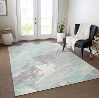 Piper Looms Chantille Modern ACN1515 Seafoam Machine Washable Area Rug Lifestyle Image Feature