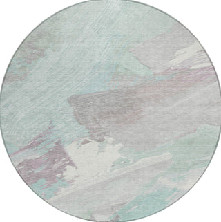 Piper Looms Chantille Modern ACN1515 Seafoam Machine Washable Area Rug Round Main Image