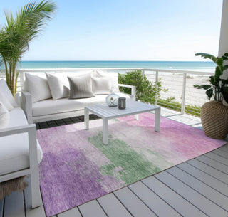Piper Looms Chantille Modern ACN1519 Lilac Machine Washable Area Rug Outdoor Lifestyle Image Feature