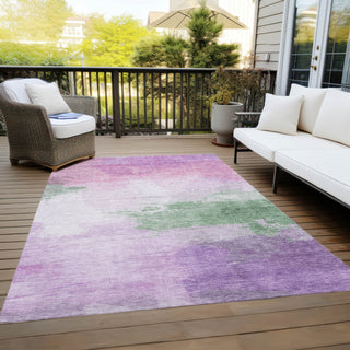 Piper Looms Chantille Modern ACN1519 Lilac Machine Washable Area Rug Outdoor Lifestyle Image Feature