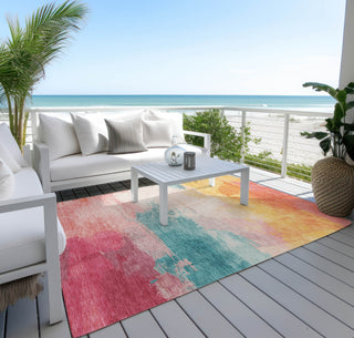 Piper Looms Chantille Modern ACN1520 Pink Machine Washable Area Rug Outdoor Lifestyle Image Feature