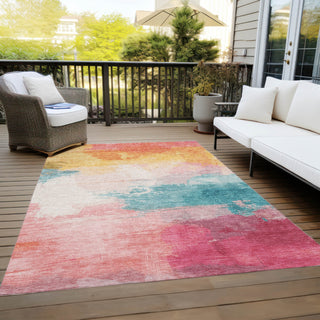 Piper Looms Chantille Modern ACN1520 Pink Machine Washable Area Rug Outdoor Lifestyle Image Feature