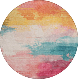 Piper Looms Chantille Modern ACN1520 Pink Machine Washable Area Rug Round Main Image